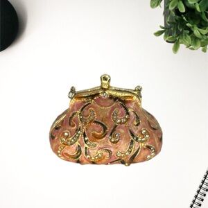 Vintage l Pocketbook Trinket Box l Bejeweled Enamel Crystals Purse Collectible